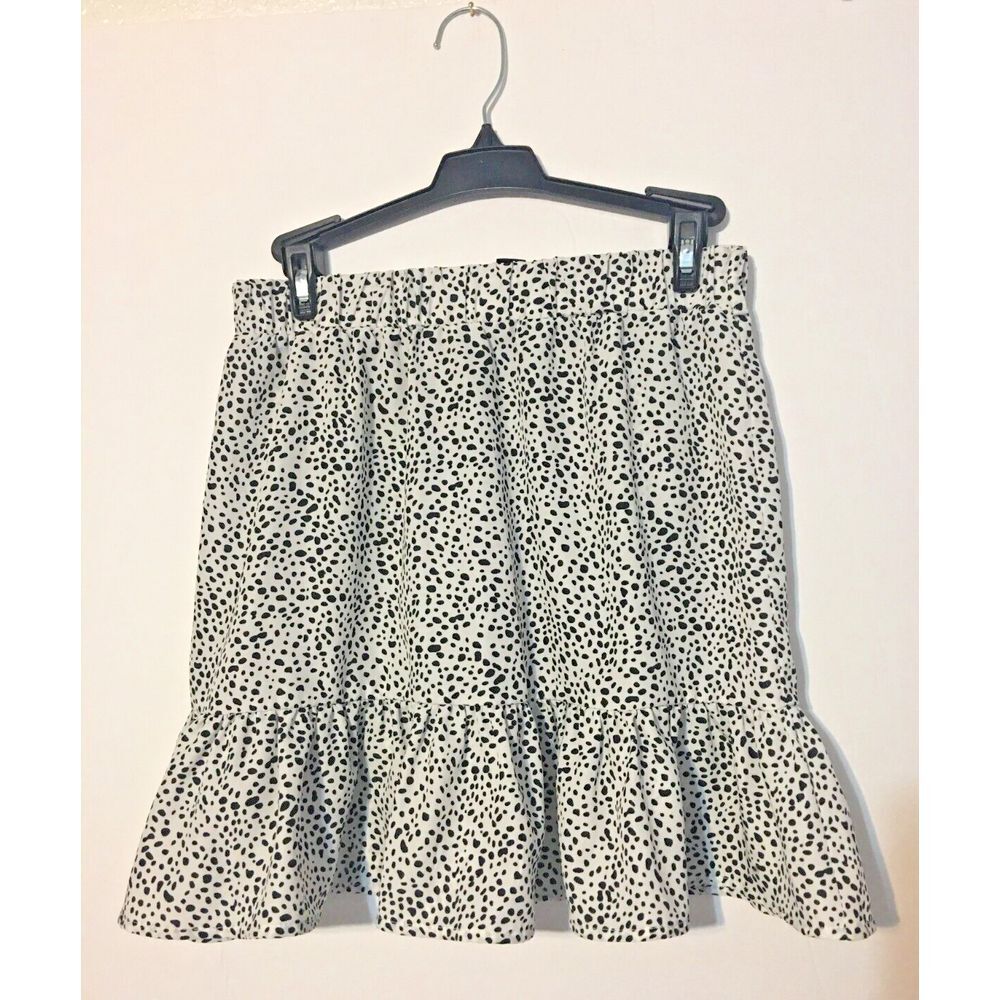 Shein‎ Skirt Womens Small White Black Polka Dotted Ruffles Casual